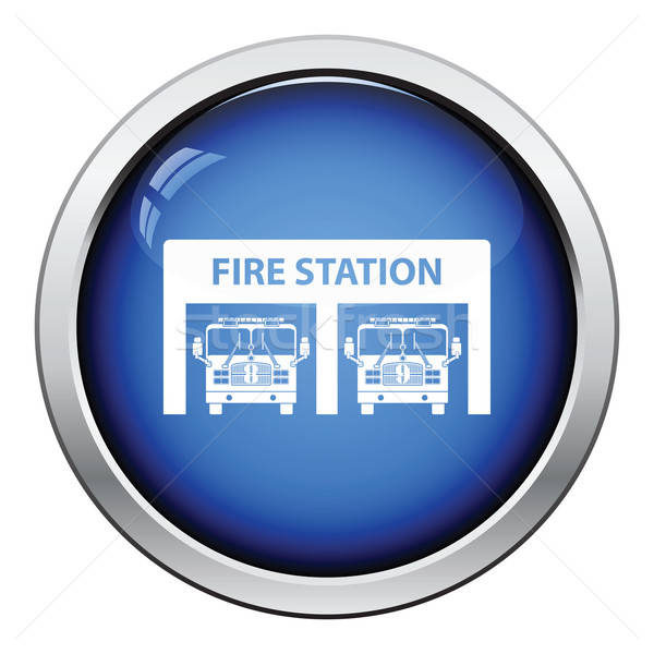 Feuer Station Symbol glänzend Taste Design Stock foto © angelp