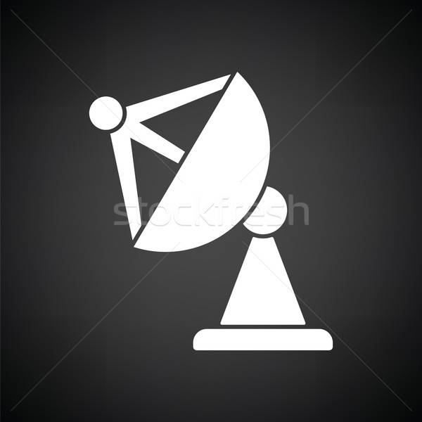Uydu anten ikon siyah beyaz televizyon imzalamak Stok fotoğraf © angelp