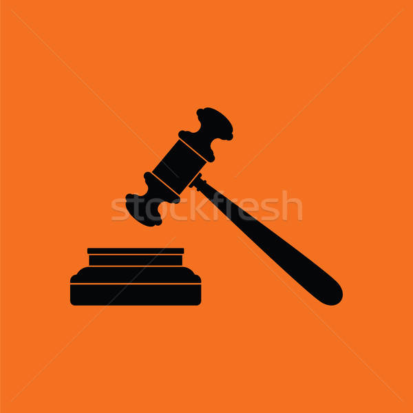 法官 錘 圖標 橙 黑色 成功 商業照片 © angelp