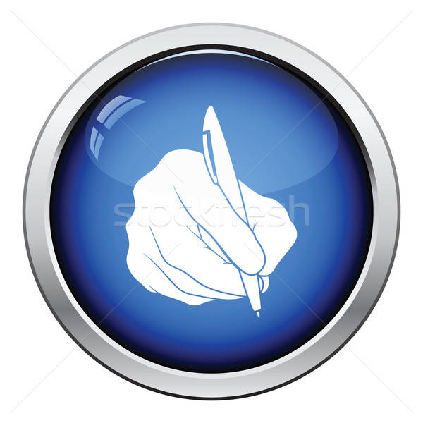 Hand with pen icon Stock photo © angelp