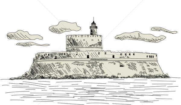 Rhodes ancient fort Stock photo © angelp