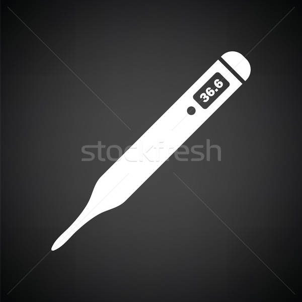 Medical termometru icoană negru alb medic sticlă Imagine de stoc © angelp