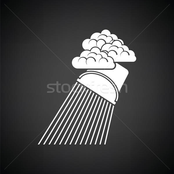 Esőzés ahogy vödör ikon feketefehér égbolt Stock fotó © angelp