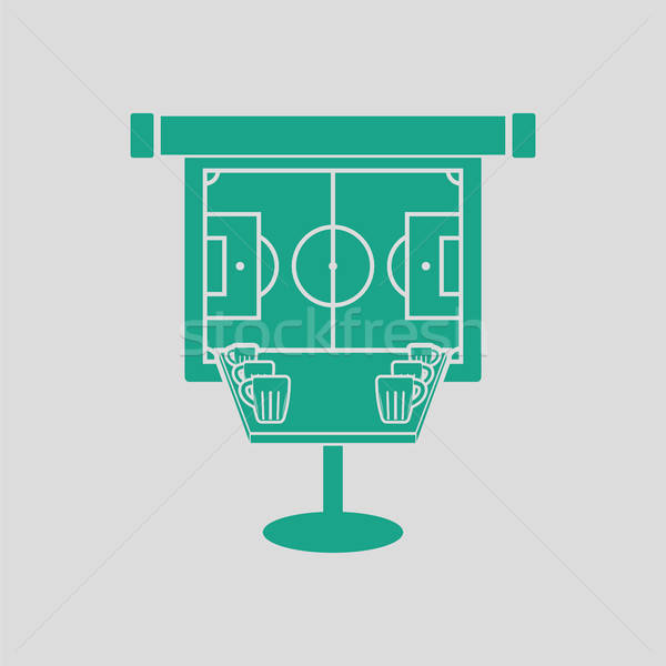 Sport bar table with mugs of beer and football translation on pr Stock photo © angelp