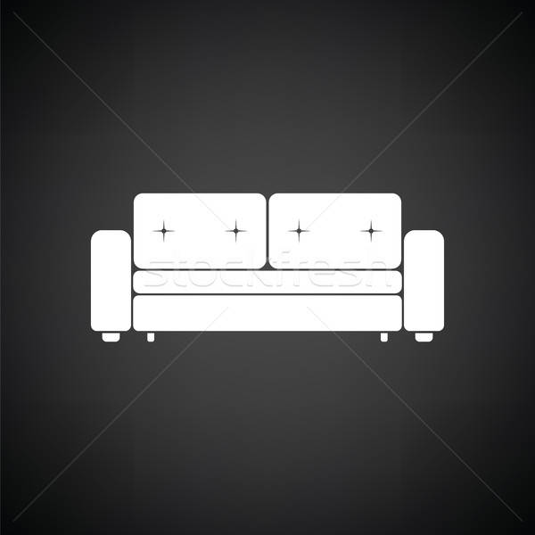 Ev kanepe ikon siyah beyaz iş arka plan Stok fotoğraf © angelp
