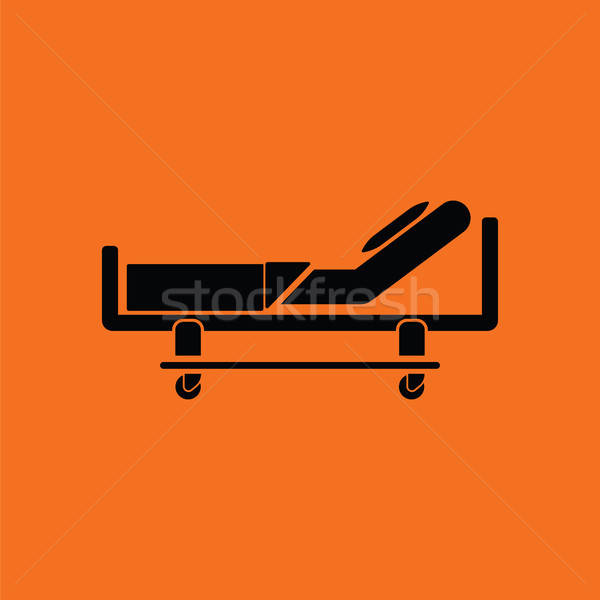 Krankenhausbett Symbol orange schwarz Arzt Kreuz Stock foto © angelp