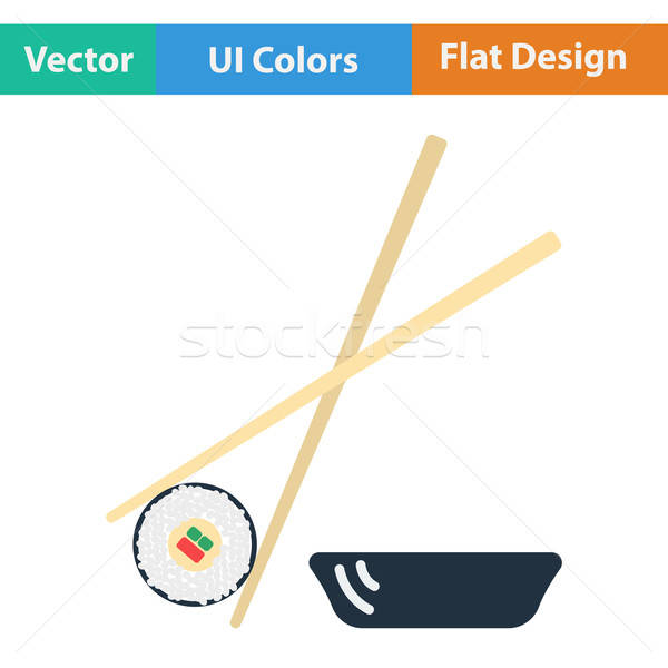Flat design icon of Sushi with sticks Stock photo © angelp