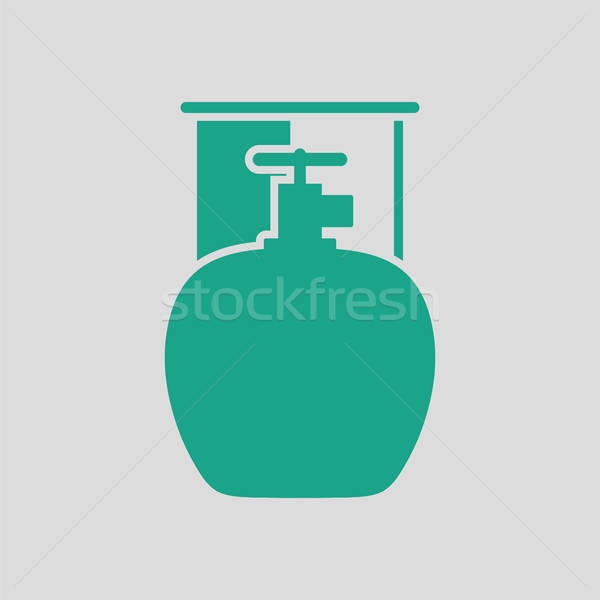 Foto stock: Camping · gas · contenedor · icono · gris · verde