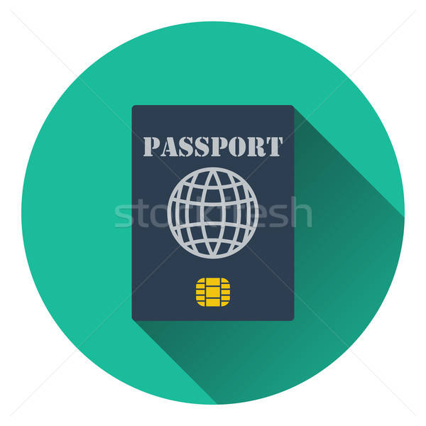 Stock photo: Passport with chip icon