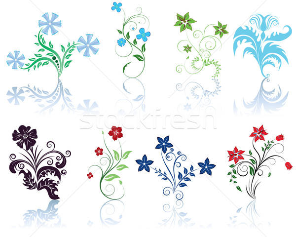 Zestaw kwiaty inny wzór Zdjęcia stock © angelp