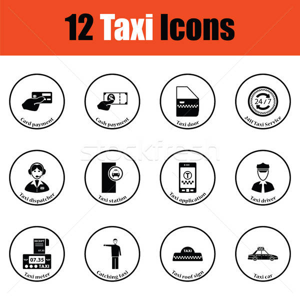 Set zwölf Taxi Symbole dünne Stock foto © angelp