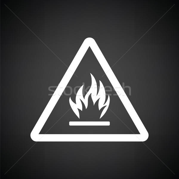 Brandbaar icon zwart wit veiligheid industriële zwarte Stockfoto © angelp