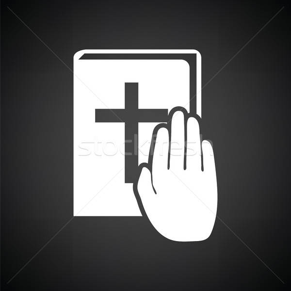 Hand on Bible icon Stock photo © angelp