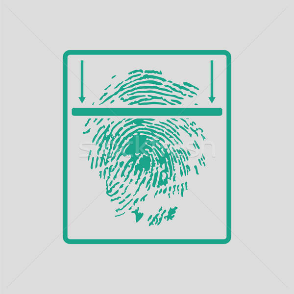 Vingerafdruk scannen icon grijs groene hand Stockfoto © angelp