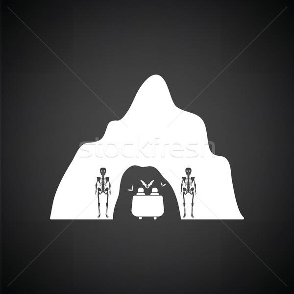 Jaskini wesołe miasteczko ikona czarno białe strony strony Zdjęcia stock © angelp