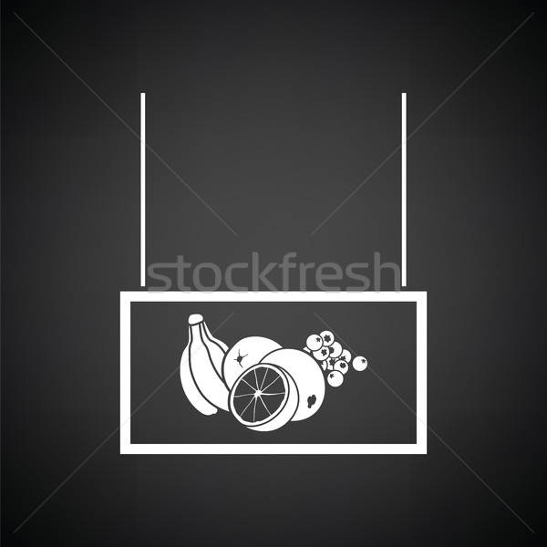 [[stock_photo]]: Fruits · marché · département · icône · blanc · noir · signe