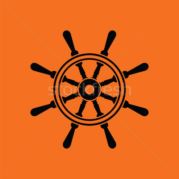 Сток-фото: икона · руль · оранжевый · черный · морем · фон