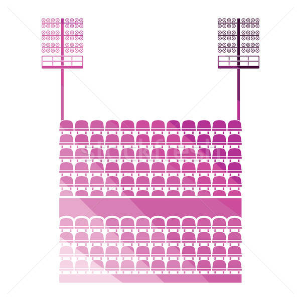 Stadium tribune with seats and light mast icon Stock photo © angelp