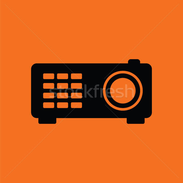 Video projektör ikon turuncu siyah film Stok fotoğraf © angelp