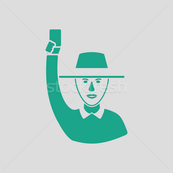 Cricket umpire with hand holding card icon Stock photo © angelp