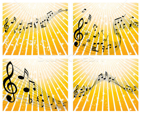 Ayarlamak notlar dört vektör müzik notaları personel Stok fotoğraf © angelp
