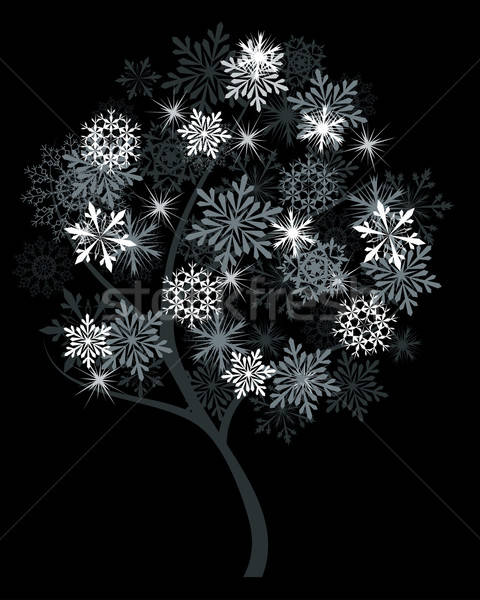 Winter tree with snowflakes Stock photo © angelp