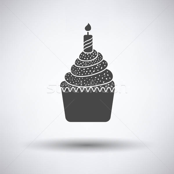Première gâteau d'anniversaire icône gris chocolat fond [[stock_photo]] © angelp