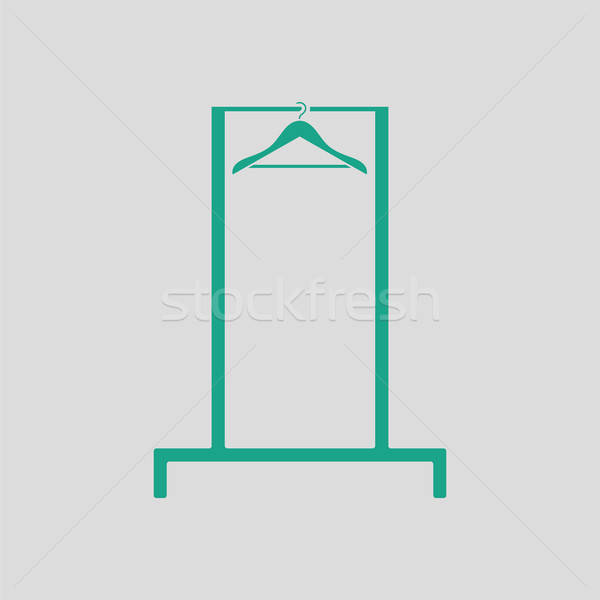Kleiderbügel Schiene Symbol grau grünen Metall Stock foto © angelp
