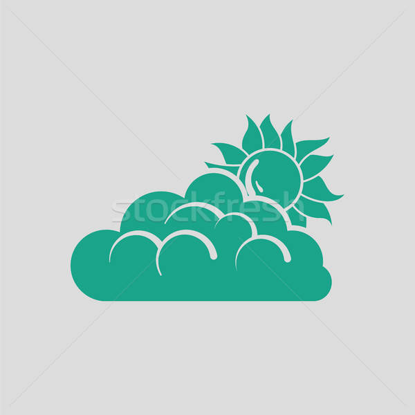 Stockfoto: Zon · achter · wolken · icon · grijs · groene