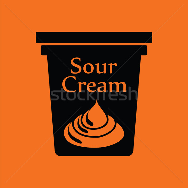 Ekşi krema ikon turuncu siyah gıda kutu Stok fotoğraf © angelp