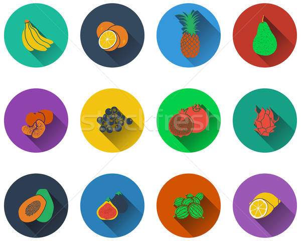 Zdjęcia stock: Zestaw · owoce · ikona · projektu · żywności · lata
