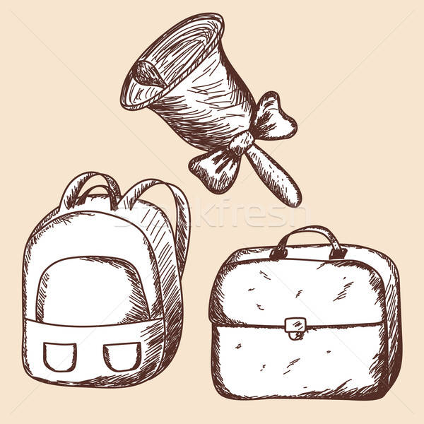 School bags and bell sketch. Stock photo © angelp