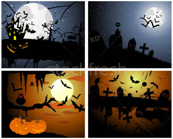 Set of Halloween Greeting Cards Stock photo © angelp