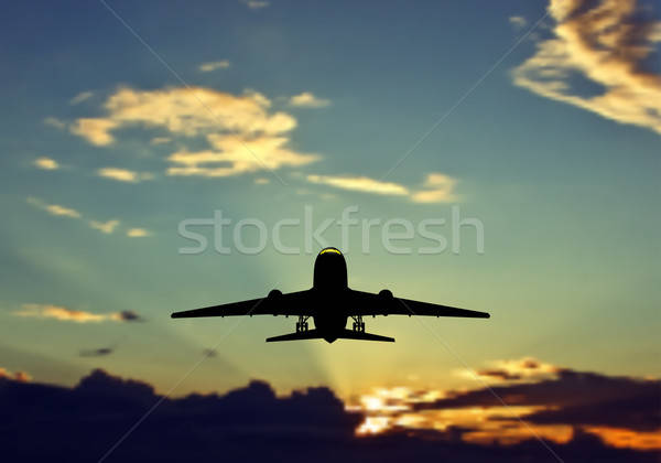機 天空 噴射 飛機 側影 模糊 商業照片 © angelp