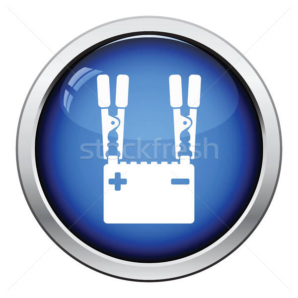 Auto batterij icon glanzend knop ontwerp Stockfoto © angelp