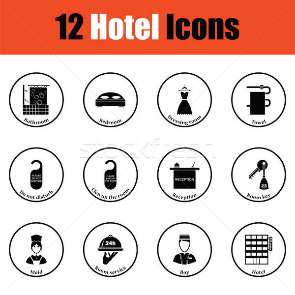 Set of twelve hotel icons Stock photo © angelp