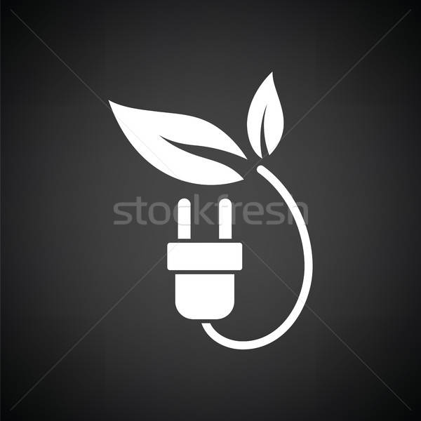 Electrica Plug Hojas Icono Blanco Negro Fondo Ilustracion Vectorial C Pavel Konovalov Angelp 7737139 Stockfresh