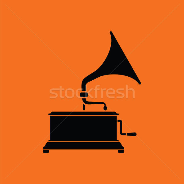 Foto stock: Gramófono · icono · naranja · negro · música · fondo