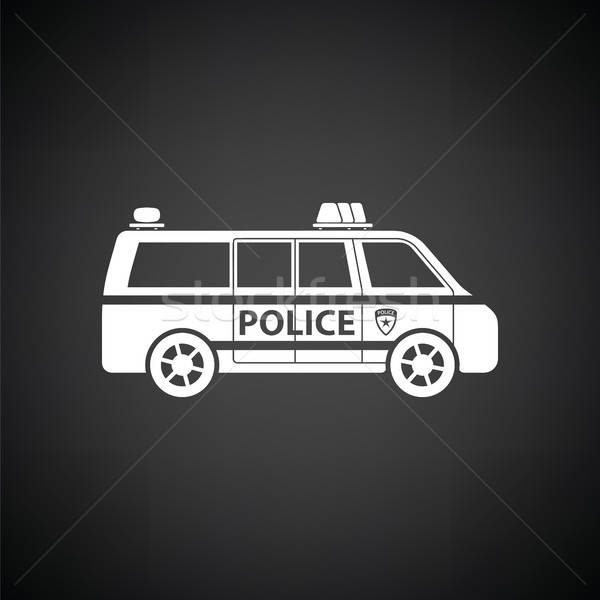 Foto stock: Policía · van · icono · blanco · negro · coche · carretera