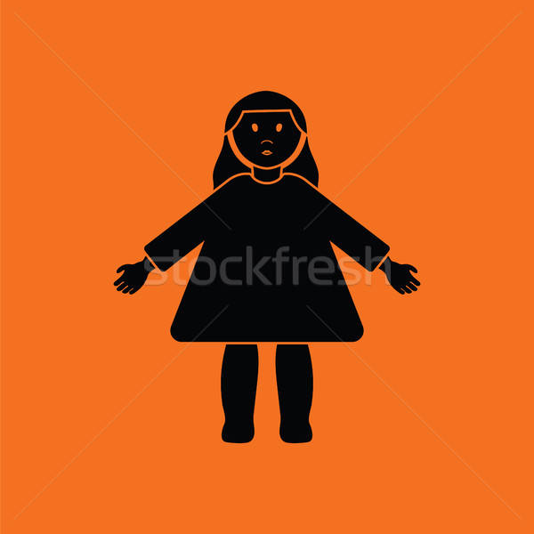 Păpuşă jucărie portocaliu negru faţă fericit Imagine de stoc © angelp