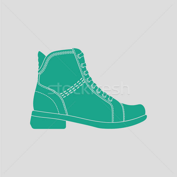 Foto stock: Mulher · bota · ícone · cinza · verde · primavera