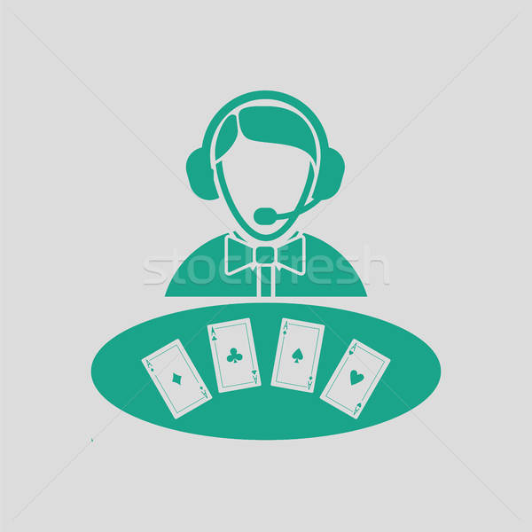 Casino handelaar icon grijs groene teken Stockfoto © angelp