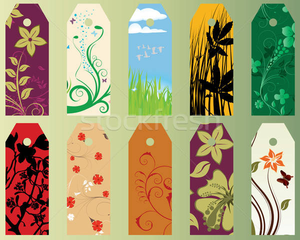 Stock foto: Set · Lesezeichen · zehn · unterschiedlich · Vektor · floral