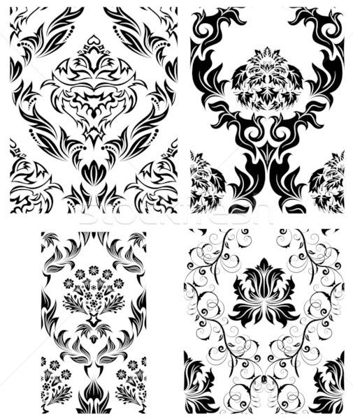 Stock photo: seamless damask patterns set