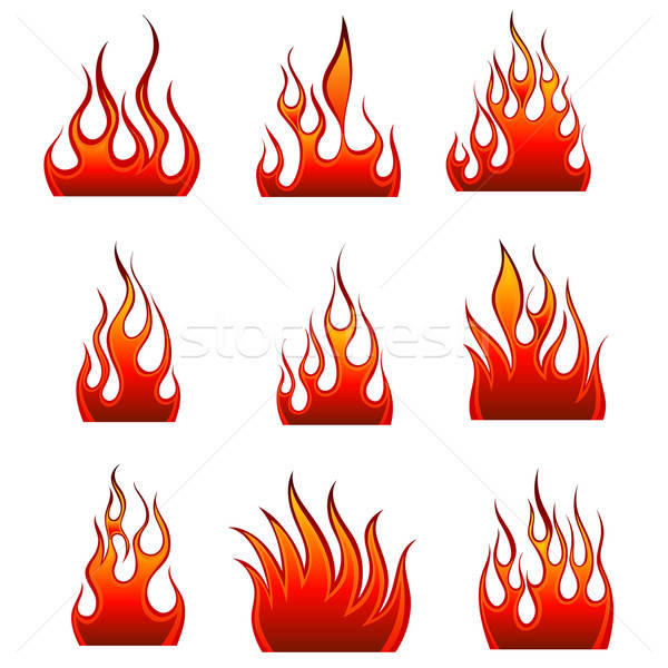 Foto stock: Fuego · establecer · vector · iconos · diseno