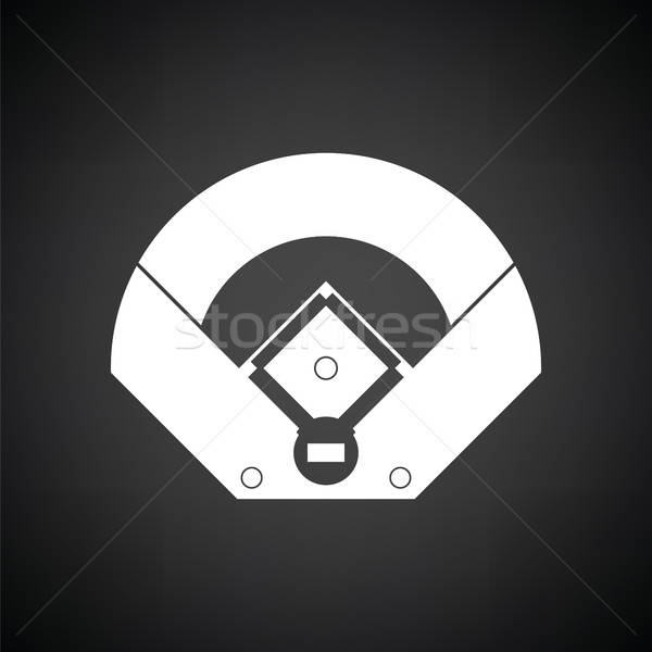 Widok z lotu ptaka ikona czarno białe polu baseball Zdjęcia stock © angelp