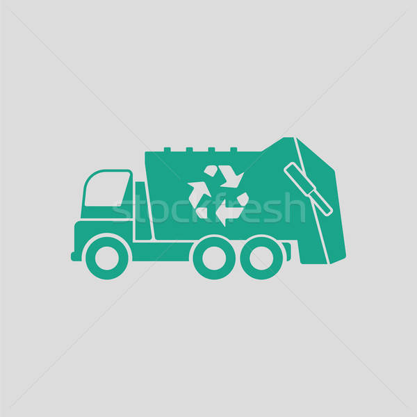 śmieci samochodu recyklingu ikona szary zielone Zdjęcia stock © angelp