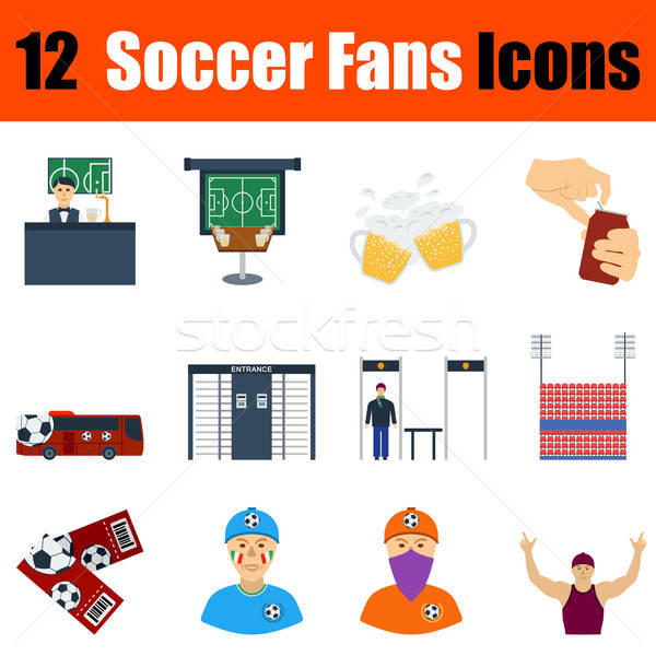 Flat design football fans icon set Stock photo © angelp