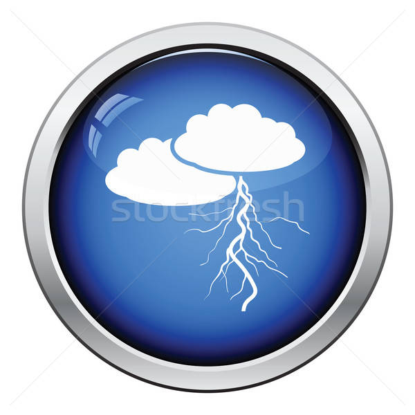 Wolken bliksem icon glanzend knop ontwerp Stockfoto © angelp