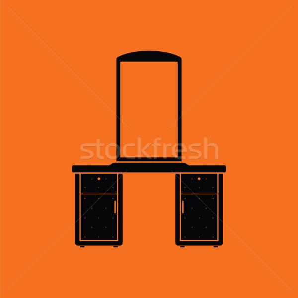 Komód tükör ikon narancs fekete otthon Stock fotó © angelp